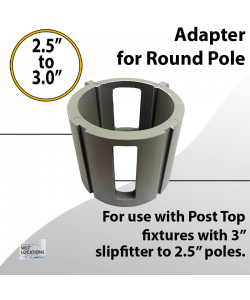 Round Post Top Adaptor for 2.5inch pole to 3inch or 4inch fixture 