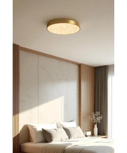 Flush Mount Alabaster 9" LED Ceiling Light, Gold Finish 18W 1530Lm 5CCT