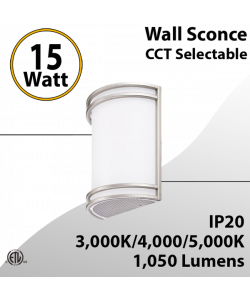 Led Wall Sconce 15W CCT selectable 3000 4000 5000