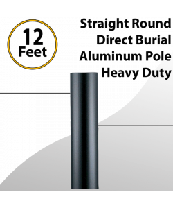 Direct Burial Light Pole Straight Round Aluminum Black 12Ft x 3.0" OD