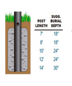 Light Post Straight Round Aluminum Black Direct Burial 9Ft x 3.0" OD 