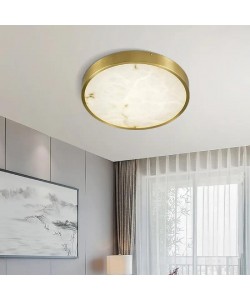 Flush Mount Alabaster 12" LED Ceiling Light, Gold Finish 24W 2040Lm 5CCT