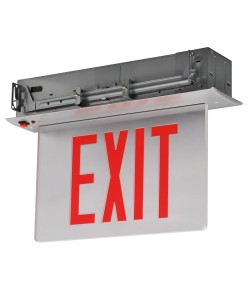 Emergency Exit Sign Recessed Edge-lit Battery Backup Doubled Face Mirror Green