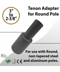 Light pole tenon reducer for 3" round pole to 2-3/8"