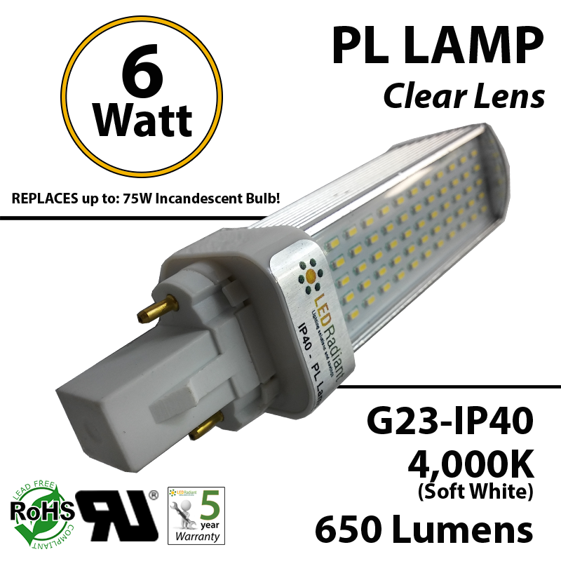 LED PL Horizontal Recessed G23 Bulb for CFL/Compact Fluorescent Lamp Replacement 