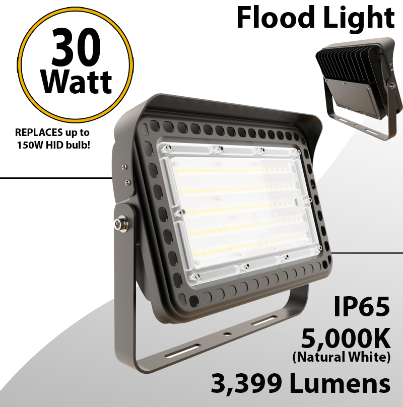 LED flood light 30W 5000K with yoke mount 3999 lumens LEDRadiant