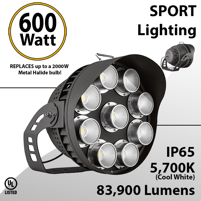 lights and arena 600W 83900 Lm equal up to 2000W Metal Halide 5700K | LEDRadiant