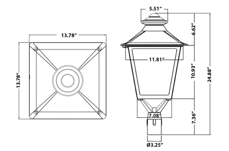 Municipal-Grade LED Post Top Lantern (PTL60W)